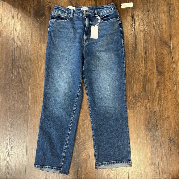 🆕 Good American Good Boy High-Rise Cropped Straight Jeans SZ 2/26 - Picture 3 of 8